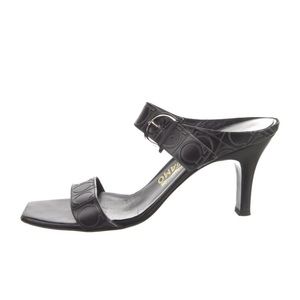 Salvatore Ferragamo,  Leather Slides,  size 9,  Heels 3.25”, Color Blue